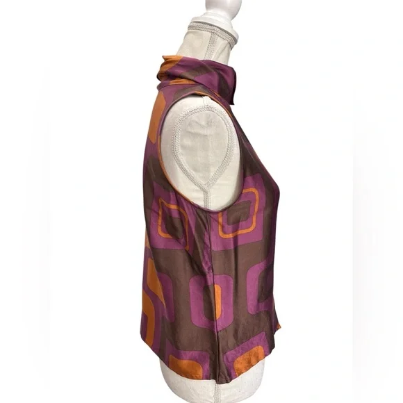 D. Terrell Silk Blend Twinset Geometric Retro Cardigan & Sleeveless Blouse Small - Picture 6 of 16